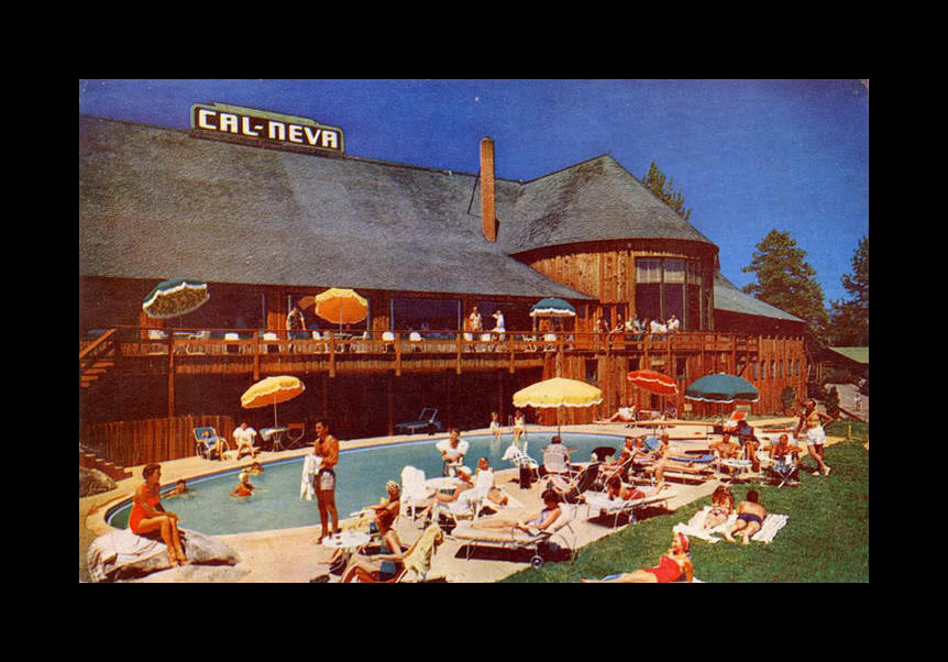 Vintage postcard of Cal-Neva hotel in Tahoe, where Frank Sinatra and Marilyn Monroe, etc., liked to visit