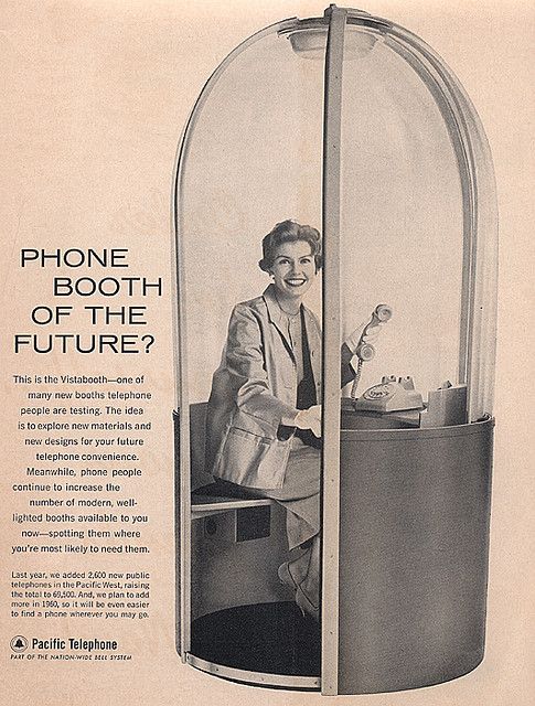 Vintage ad from Pacific Telephone about the phone booths of the future