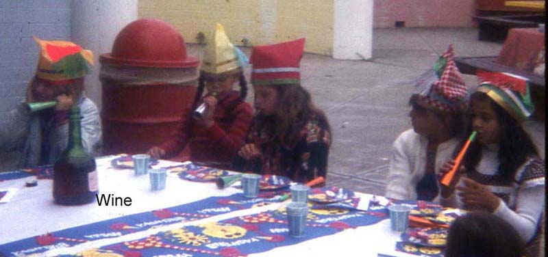 1970s kid's birthday party at the San Francisco zoo with jug wine.